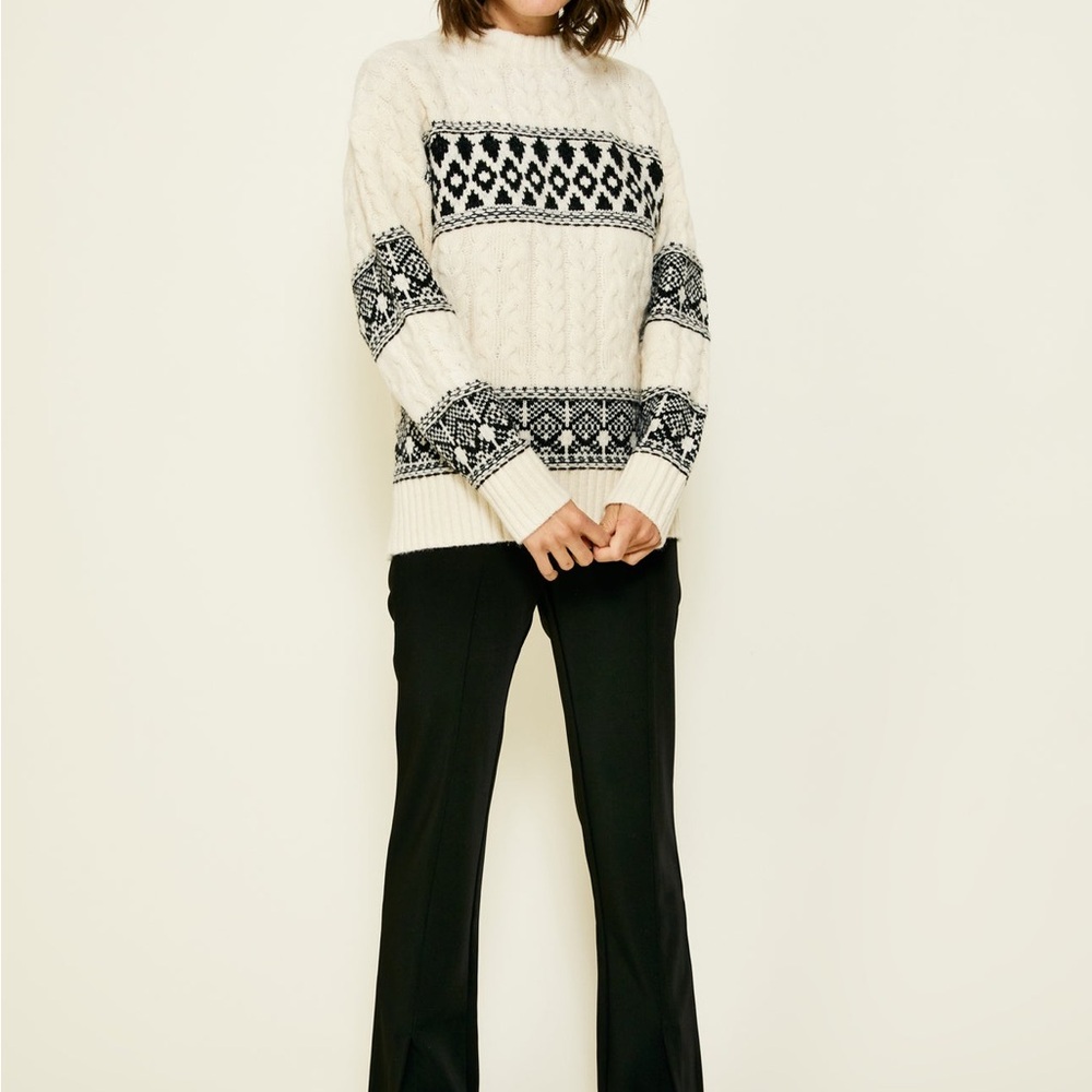 Line‎ & Dot Montana Fair Isle Sweater Size Medium NEW Cable Knit Cabin Evereve - Picture 4 of 8